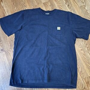 2XL‎ Carhartt Men's T-shirt Loose Fit Navy Blue Polyester Cotton
